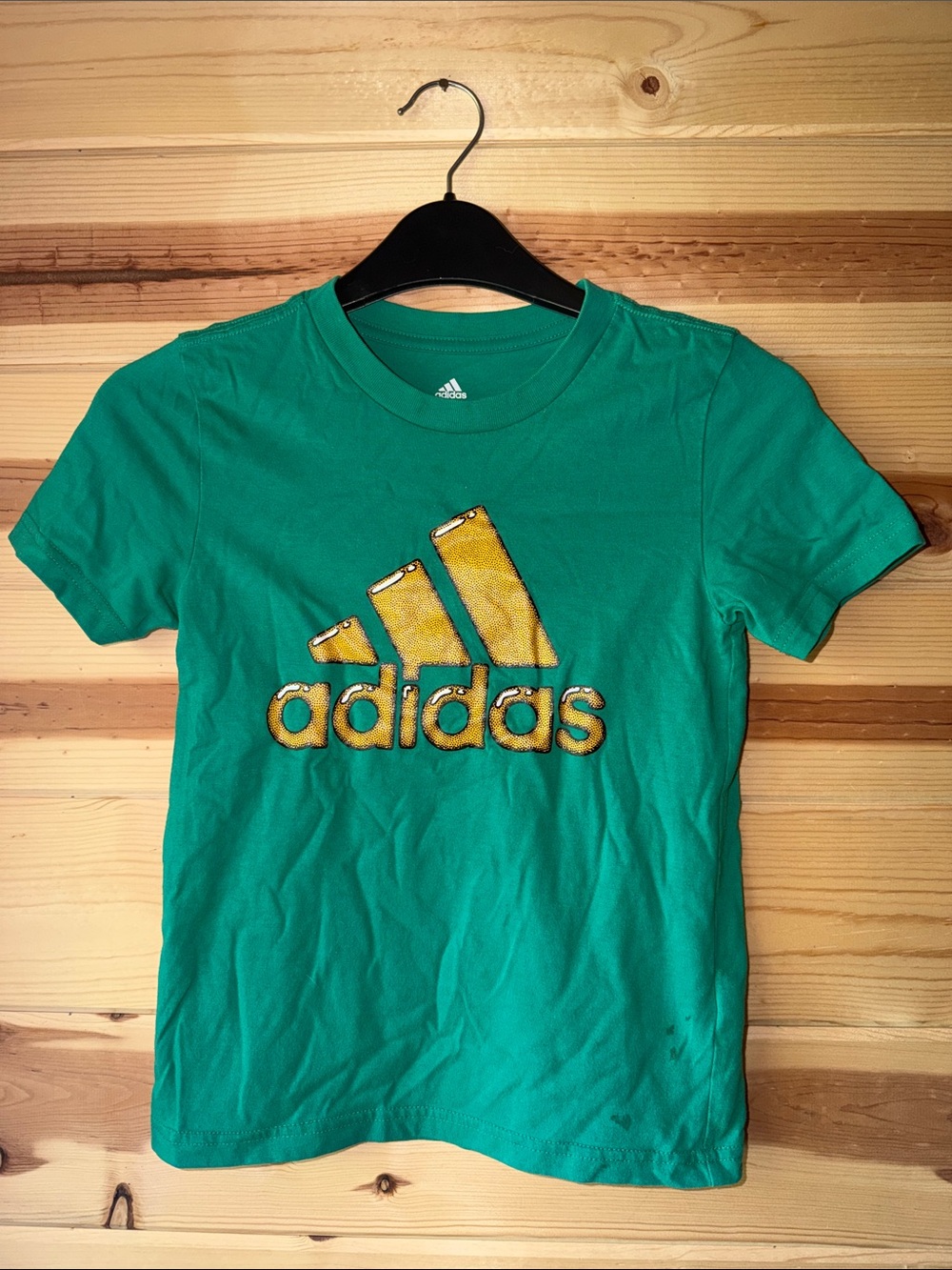 adidas Green Tee with Yellow Logo for Kids